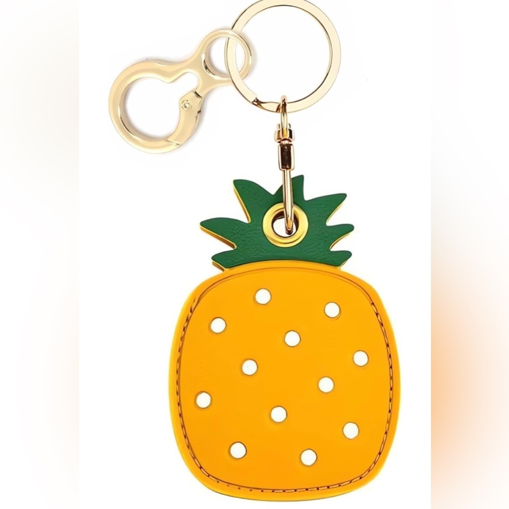 Leather Pineapple AirTag Keychain Or Bag Charm
